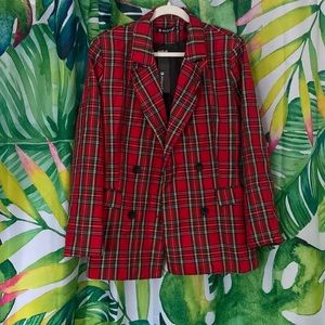 Red plaid Allegra K blazer, size XL